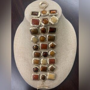 NWOT St. Thomas Brown Stone And Gold Plated Earrings